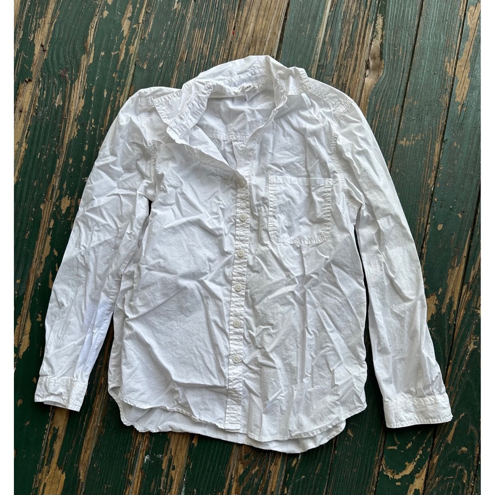 Beachlunchlounge White Button Down Shirt Long Sleeve Pocket Top Small